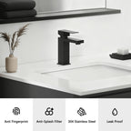 Single Handle Bathroom Faucet, Matte Black