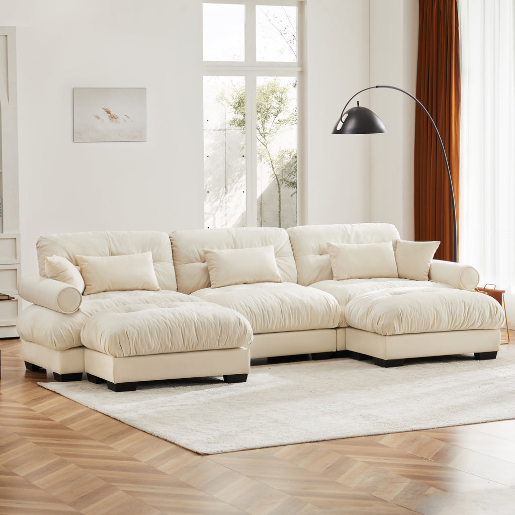 U Shape Modular Sectional Sofa Couch with Two Movable Ottomans