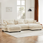 U Shape Modular Sectional Sofa Couch with Two Movable Ottomans