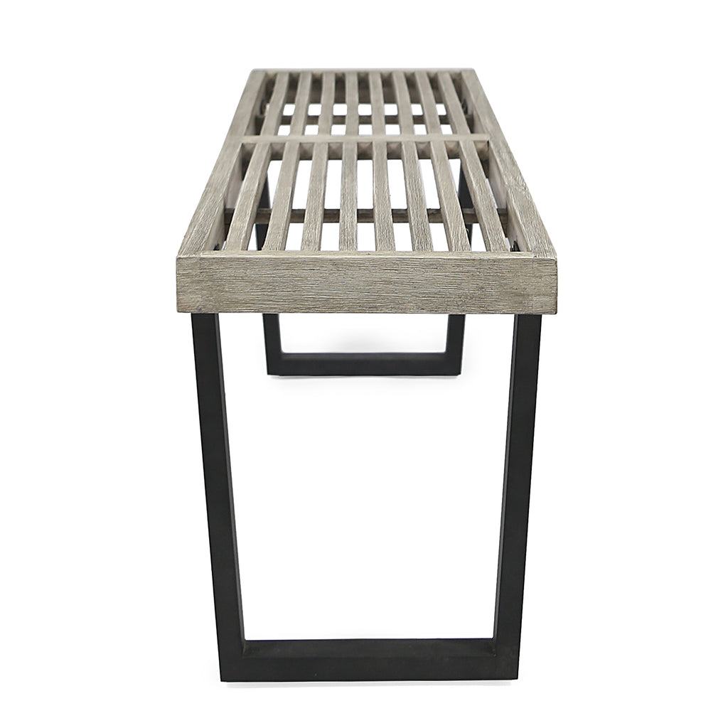 Metal/Solid Wood Outdoor Bench