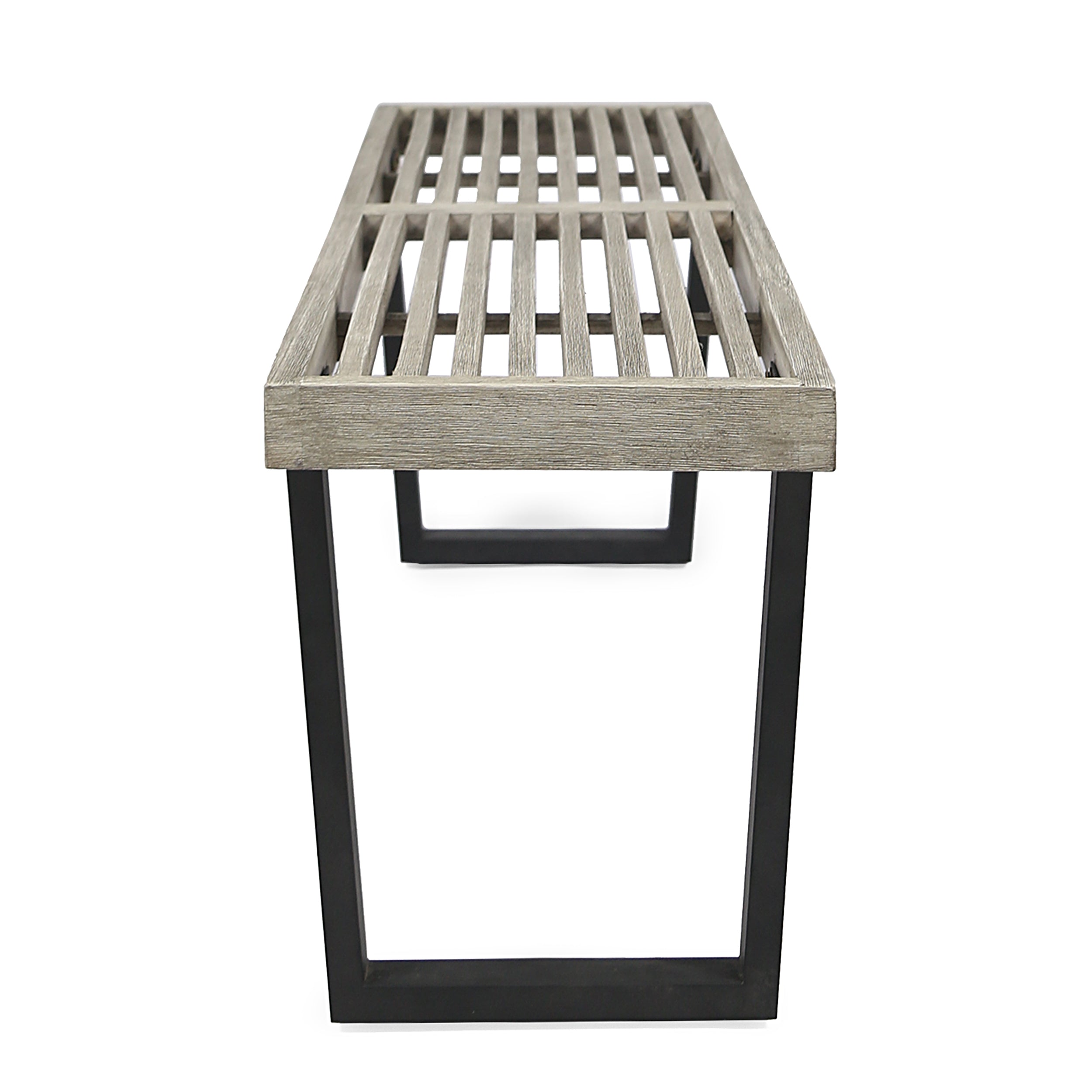 Metal/Solid Wood Outdoor Bench