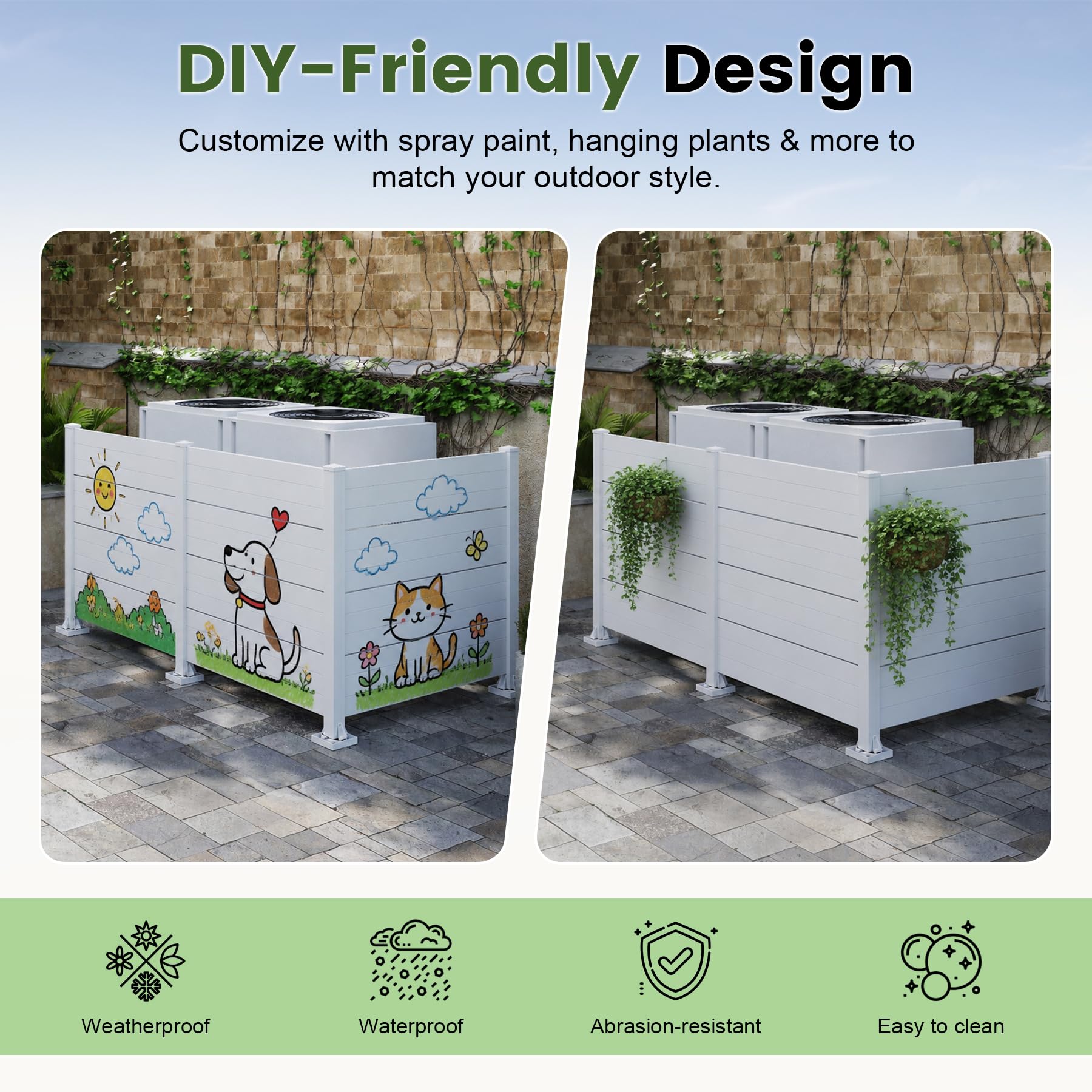 50" W x 49" H Outdoor Privacy Screen, Air Conditioner Fence
