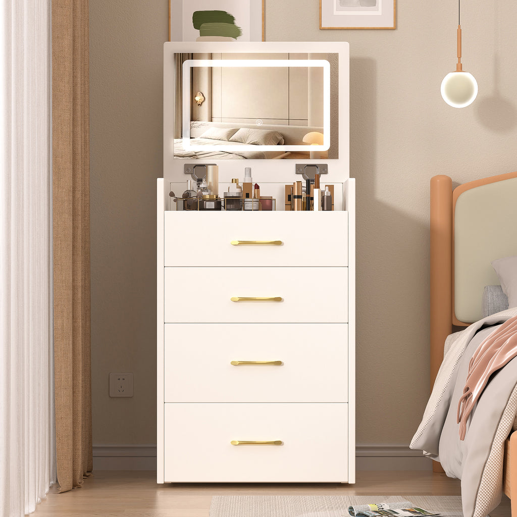 3 in 1 Vanity Desk with Open Top Mirror