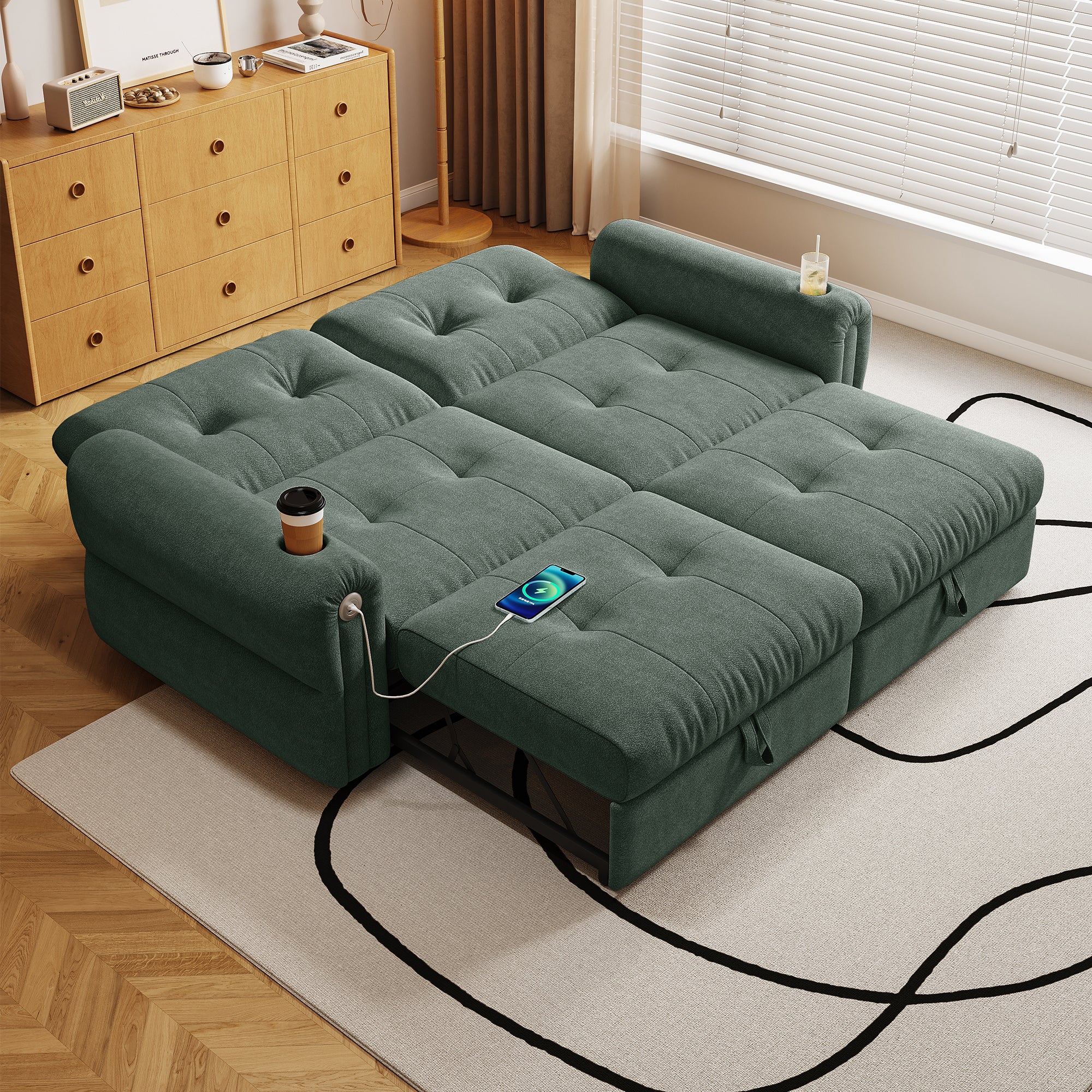 77-Inch Multi-Functional Convertible Sofa Bed