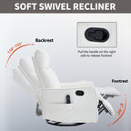 White Heat Massage Manual Recliner Chair with Rocker and Swivel