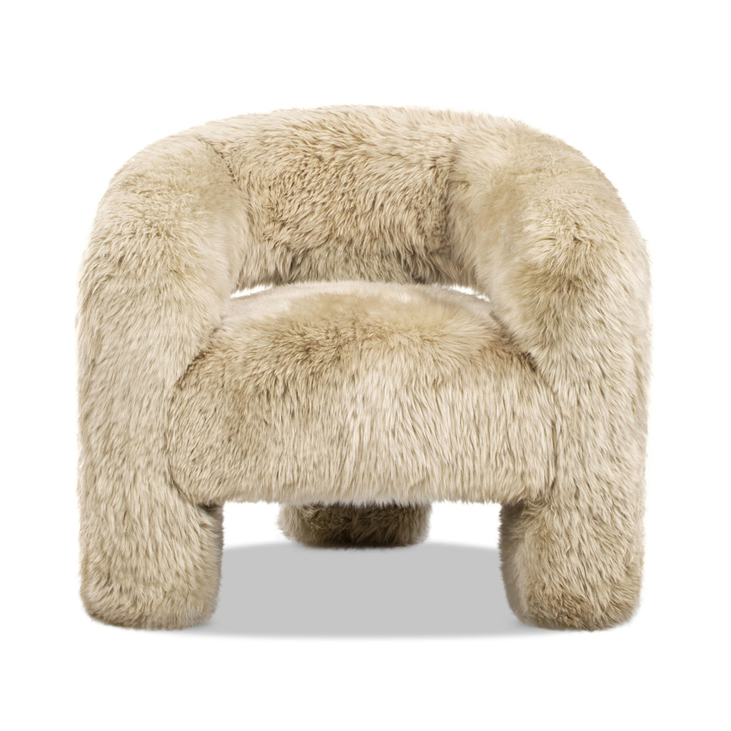 Avalon 35" Genuine Sheepskin Fur Split Barrel Back Accent Chair