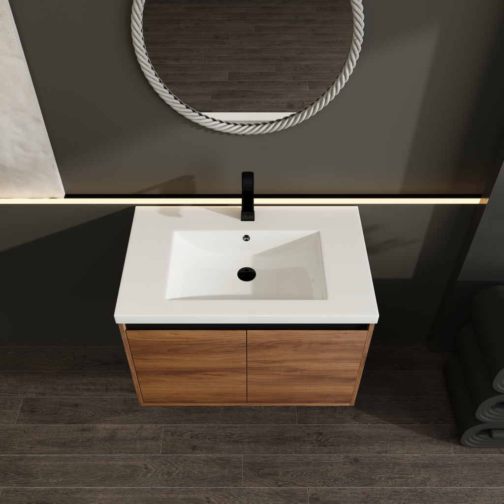30" Wall Mounted Bathroom Vanity with Resin Basin