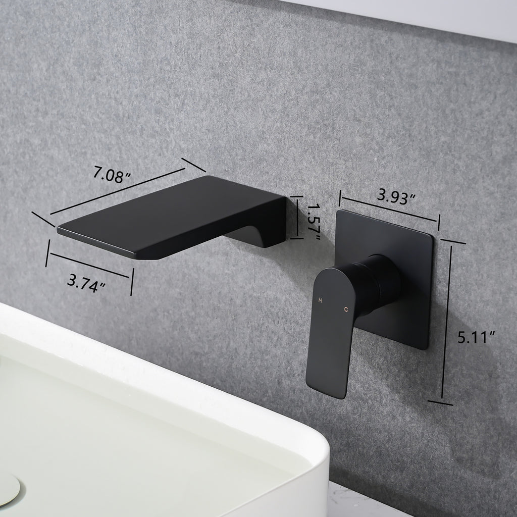 Matte Black Wall Mount Bathroom Sink Faucet