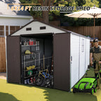 8x14x7.6 Ft Outdoor Resin Storage Shed with Windows