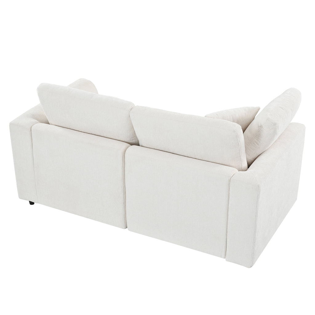 U-Style 4-Piece Sofa Set, 2 Accent Chairs + Loveseat + Movable Ottoman
