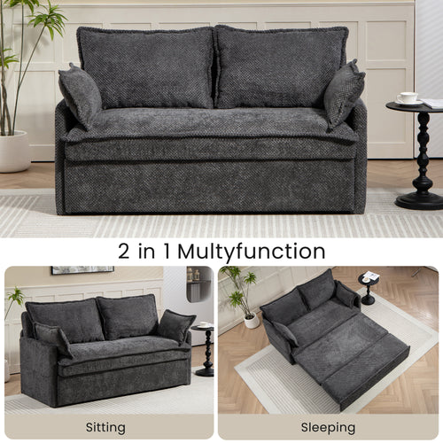 59.5" Ergonomic Sofa Bed with Storage & Charging