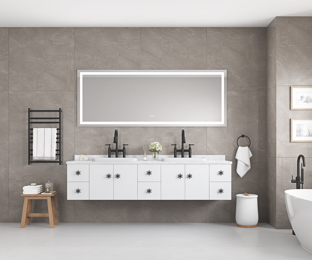 96 x 36 Inch LED Bathroom Mirror with Front and Backlight