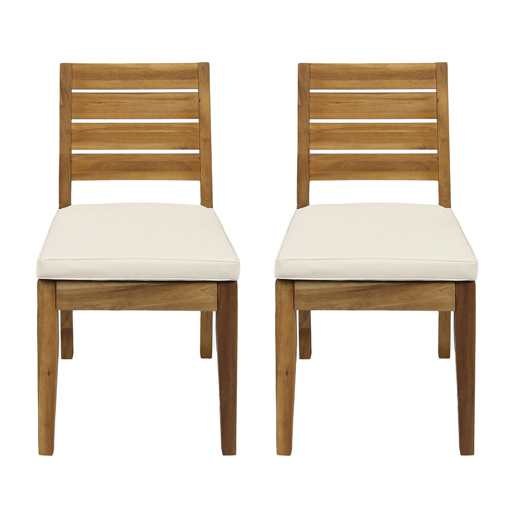 Outdoor Armless Dining Chair with Cushions (Set of 2)