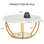 Modern Round Coffee Table - 31.7" 2 Tier Coffee Table
