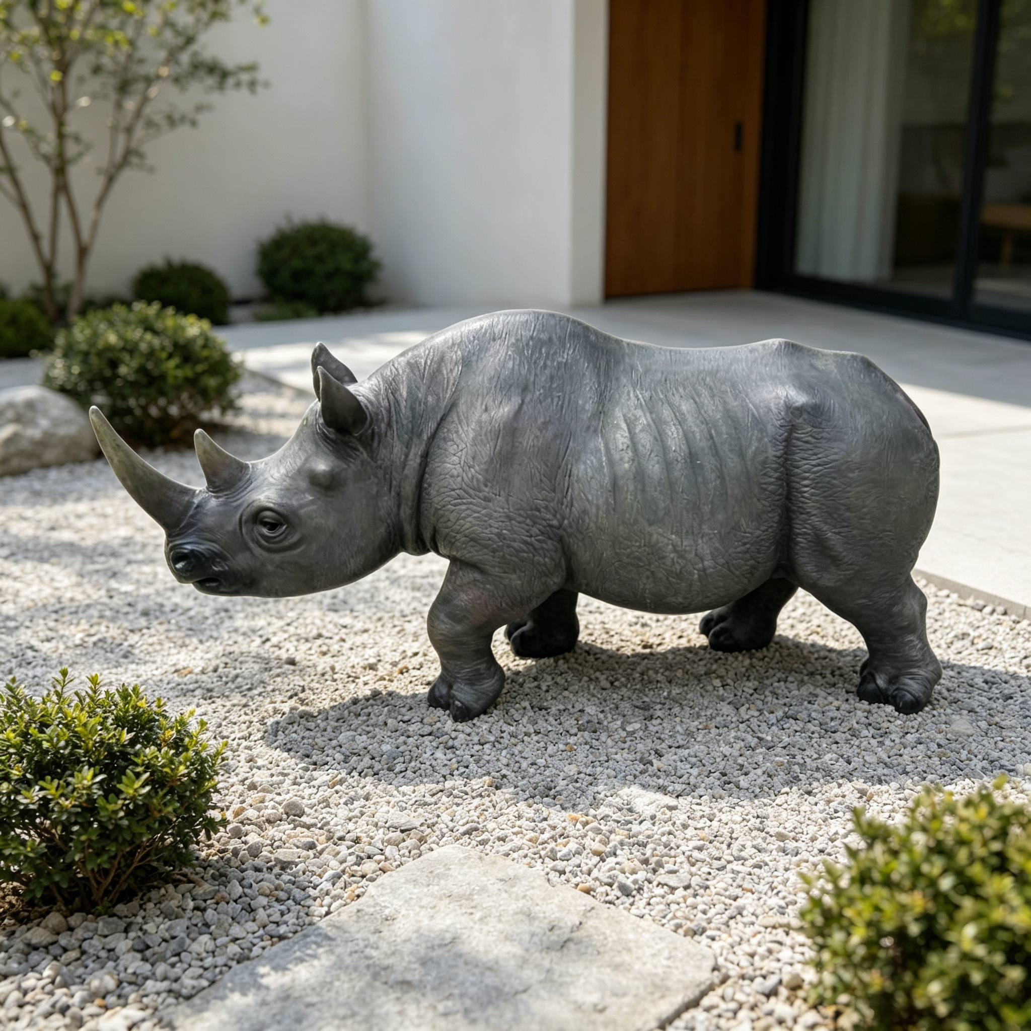 27.5" Large Realistic Rhinoceros Garden Statue