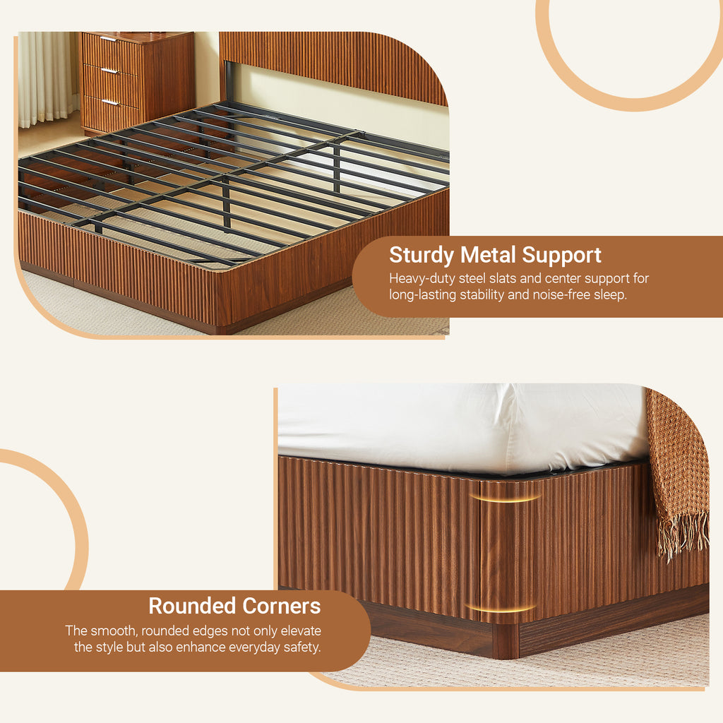 King Size Bed Frame With LED Lights