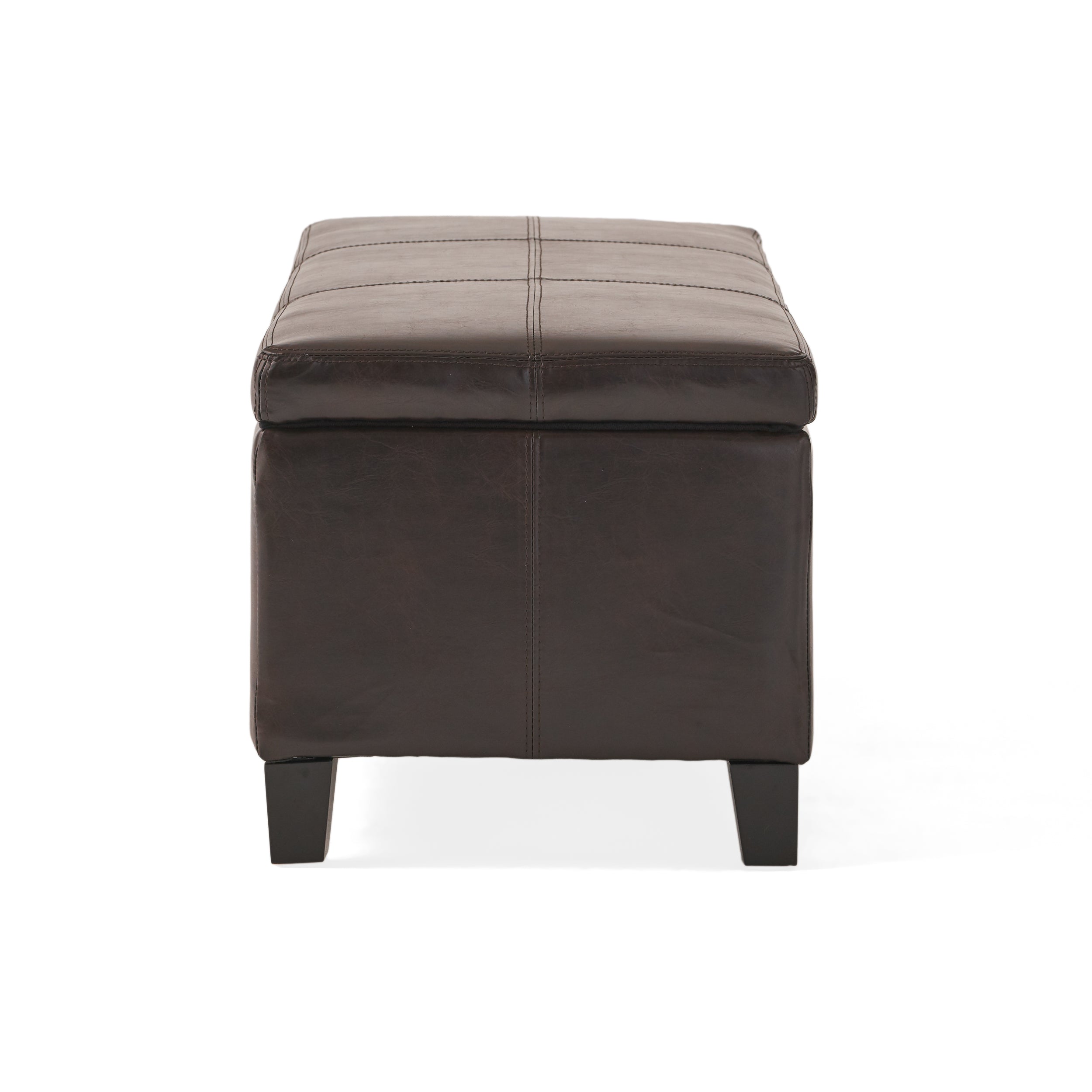 Upholstered PU Leather Storage Ottoman