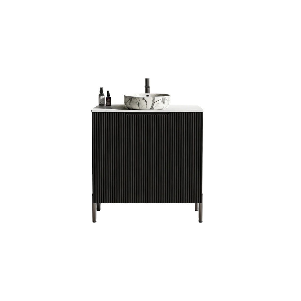 Torino 30-Inch Bathroom Vanity with Carrara Sink, Black and White