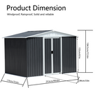 8x6 Feet Apex Roof Dark Metal Garden Storage Shed