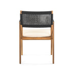 Outdoor 7 Pieces Patio Slat Design Acacia Upholstered Dining Set