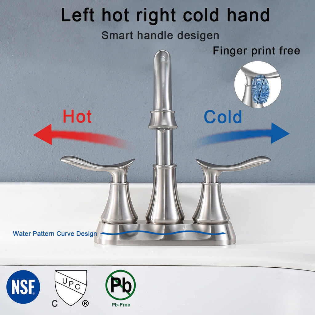 2-Handle 4-Inch Brushed Nickel Bathroom Faucet
