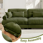 U Shaped Sectional Sofa Cloud Couch in Olive Velvet
