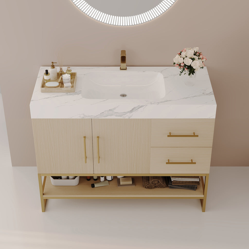 36" Modern Free-Standing Bathroom Vanity with Seamless Sink