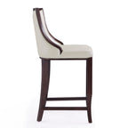 Emperor Wood Upholstered Barstool in Pearl