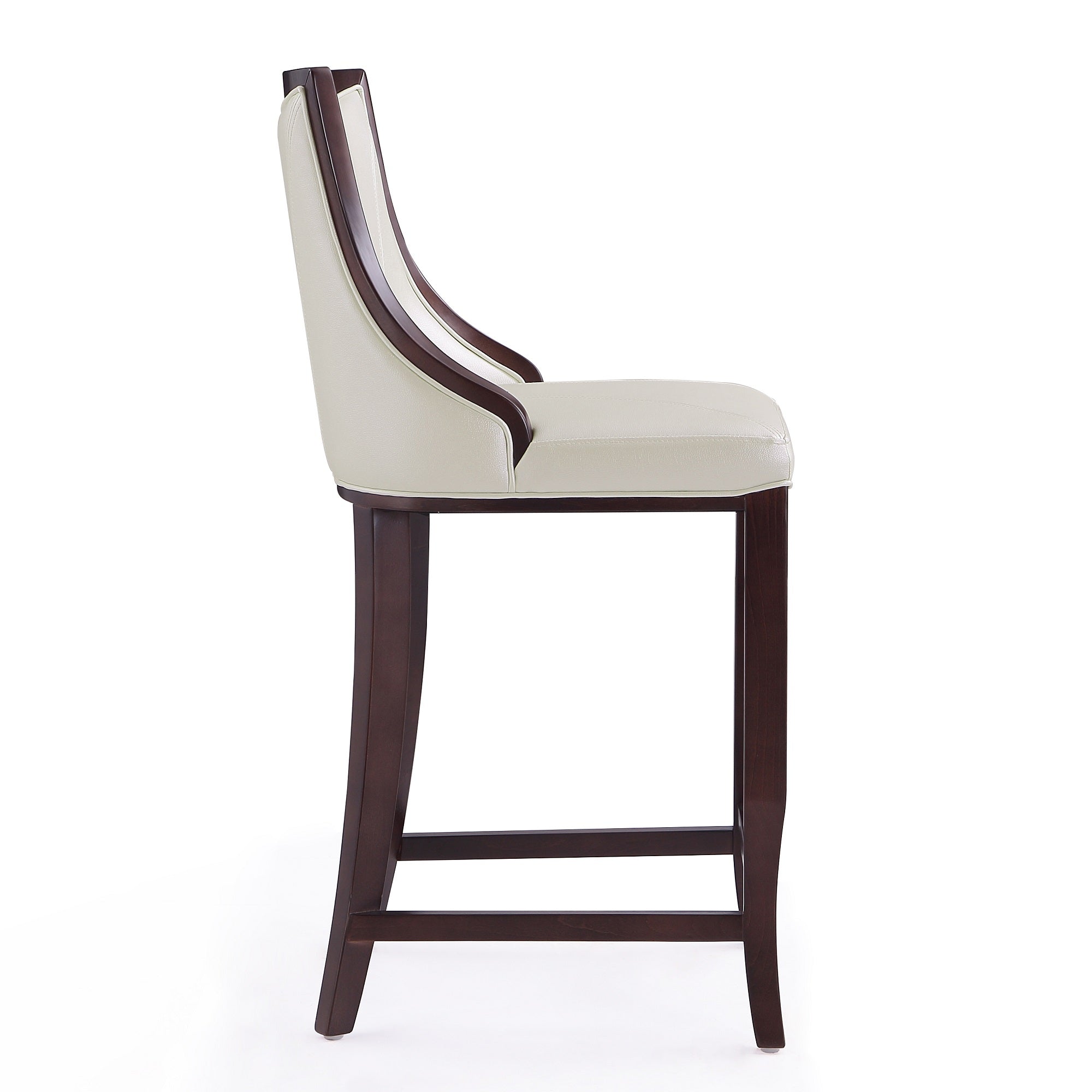 Emperor Wood Upholstered Barstool in Pearl