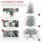 HOMCOM 6ft Tall Prelit Artificial Christmas Tree