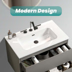 Glossy White Ceramic Integrated Bathroom Sink
