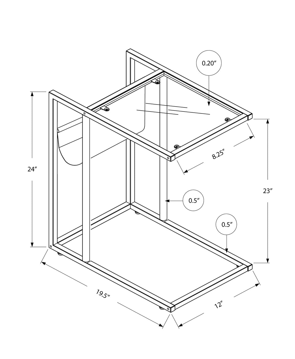 C-Shaped Accent Table with Magazine Storage