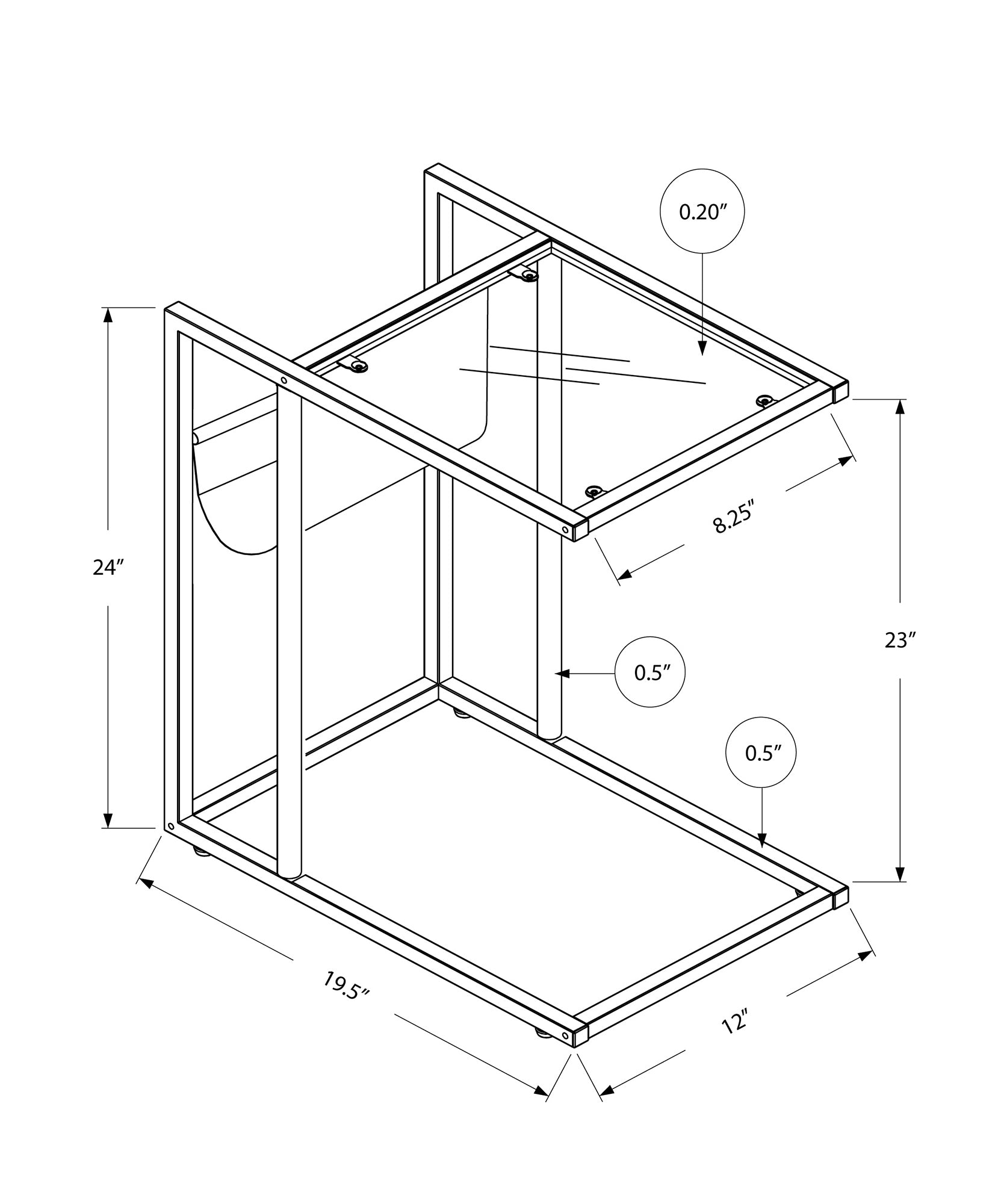 C-Shaped Accent Table with Magazine Storage
