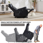 Black PU Single Motor Power Lift Recliner Chair with Massage and Heat