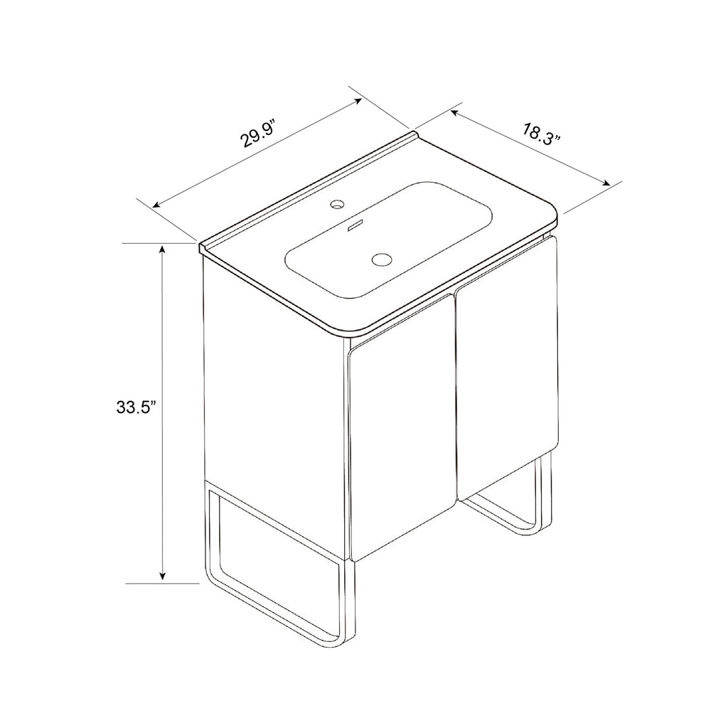 Dalia 30-Inch Light Oak Bathroom Vanity with Ceramic Sink, 2-Door Storage