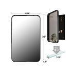 20x30 Inch Recessed Black Metal Framed Medicine Cabinet