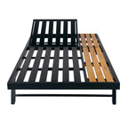 Black Iron + Teak Finish Chaise Lounge Frame