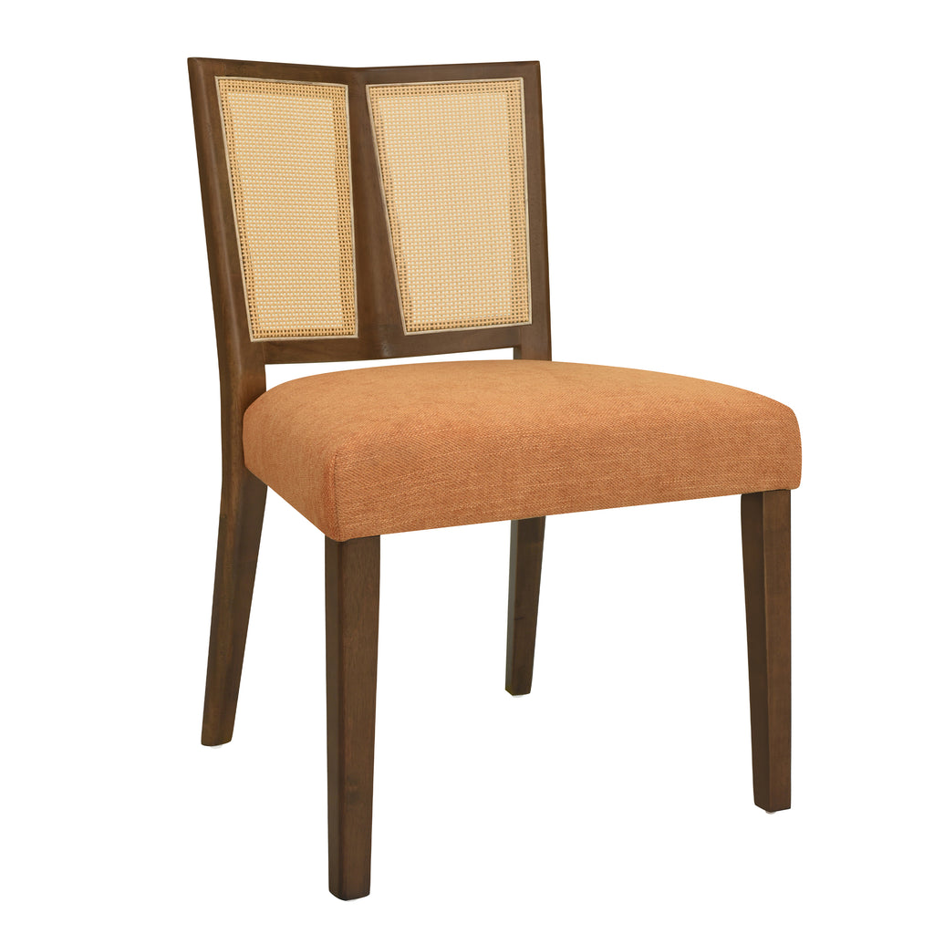 Rattan Dining Chair Without Arm (Walnut + Caramel) Set of 2