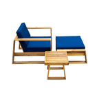 U_STYLE Acacia Wood Outdoor Lounge Set - Chair and Ottoman