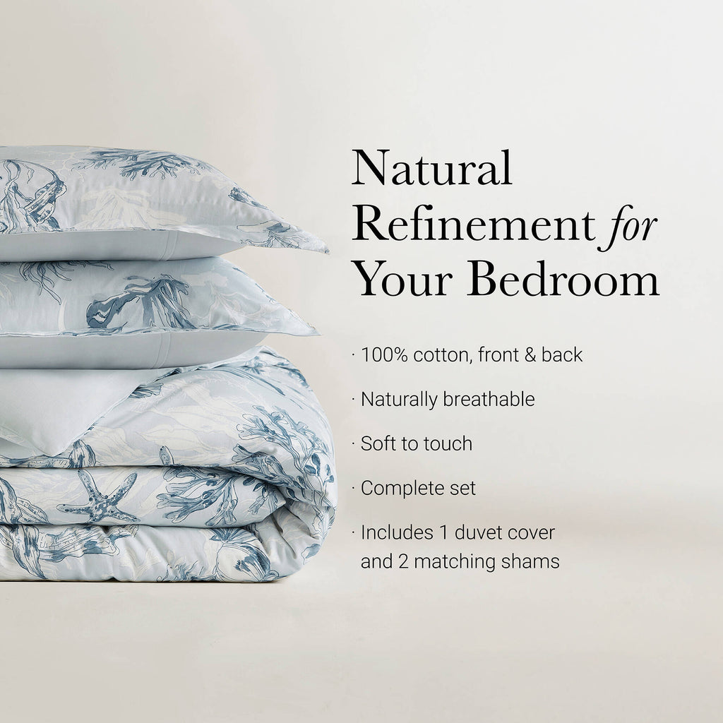 3-Piece King 100% Cotton Sateen Duvet Cover Set, Navy/Blue