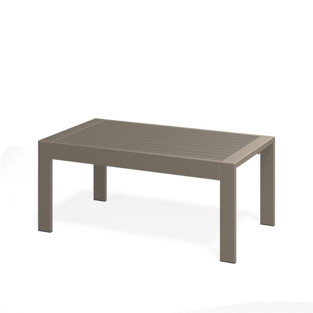 43" x 24" All-Weather Metal Outdoor Coffee Table with Wood-Look Top