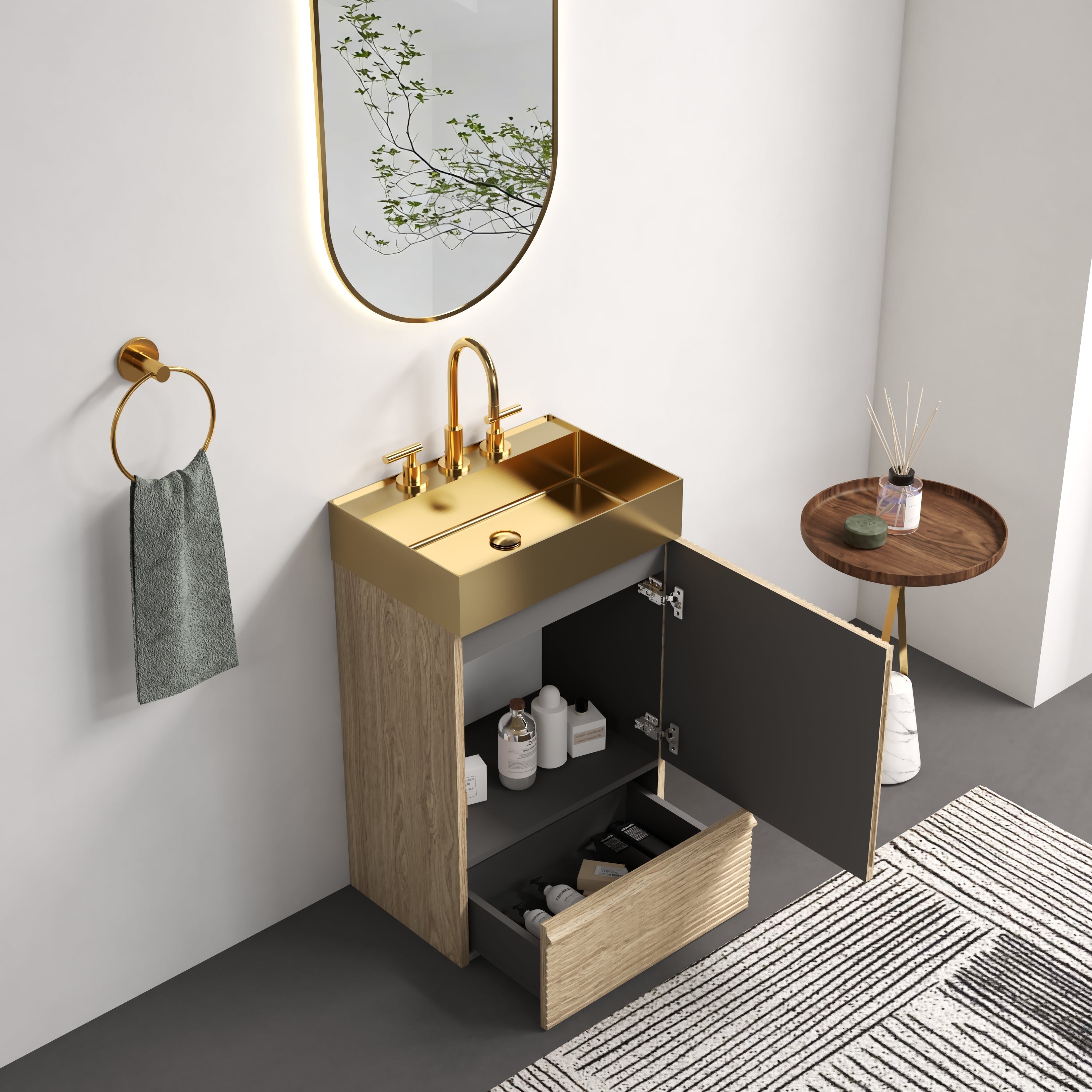 Gada 20" Striped Light Bathroom Vanity