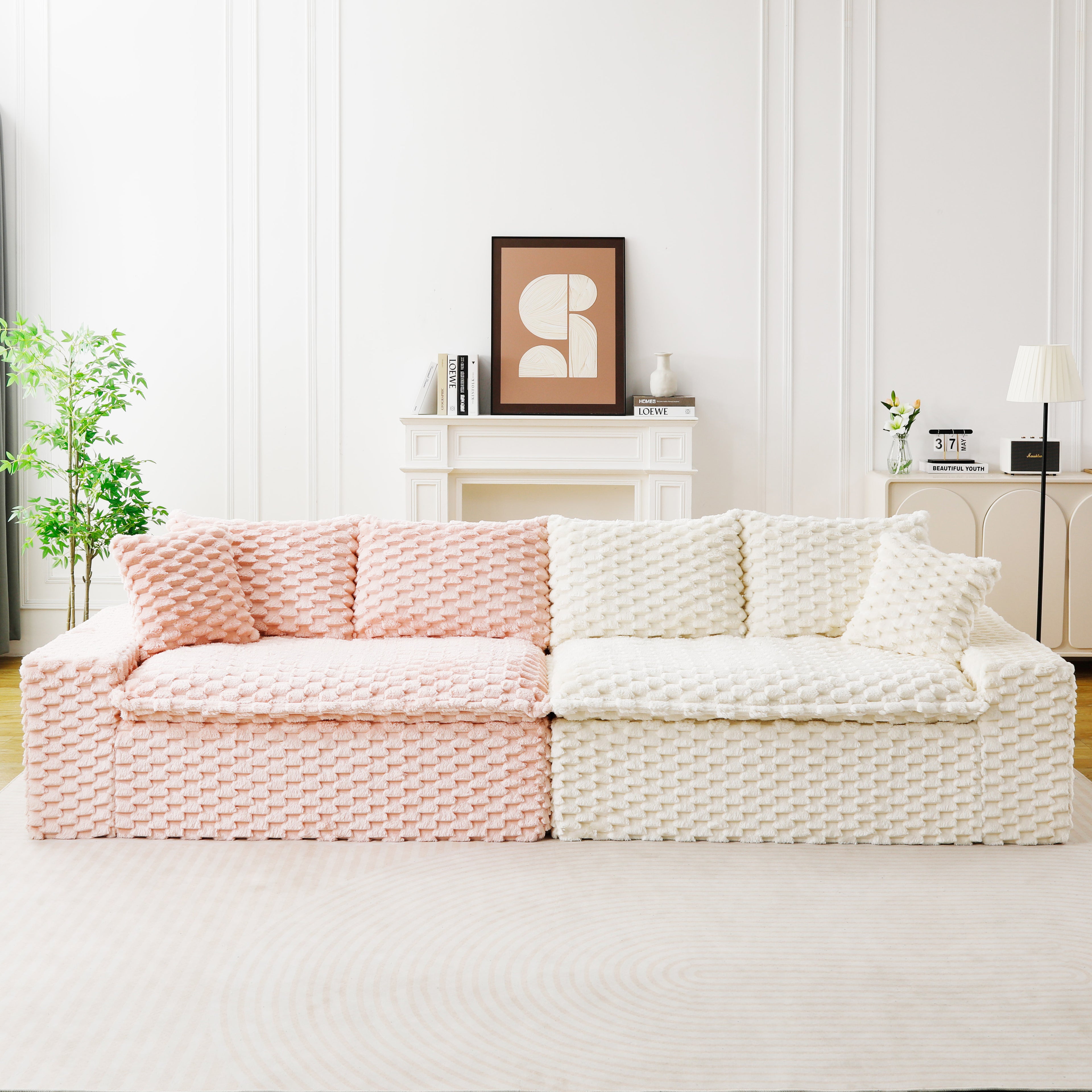 Luxury Color-Block Turtle Velvet Multifunctional Sofa