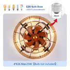 20" Rope Caged Flush Mount Ceiling Fan with Light Kit