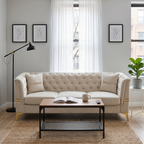 Contemporary Faux Sherpa Fabric Sofa With Pillows
