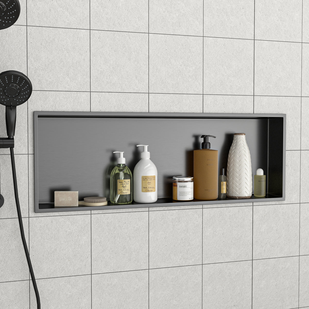 37" x 13" Stainless Steel Shower Niche, Gunmetal