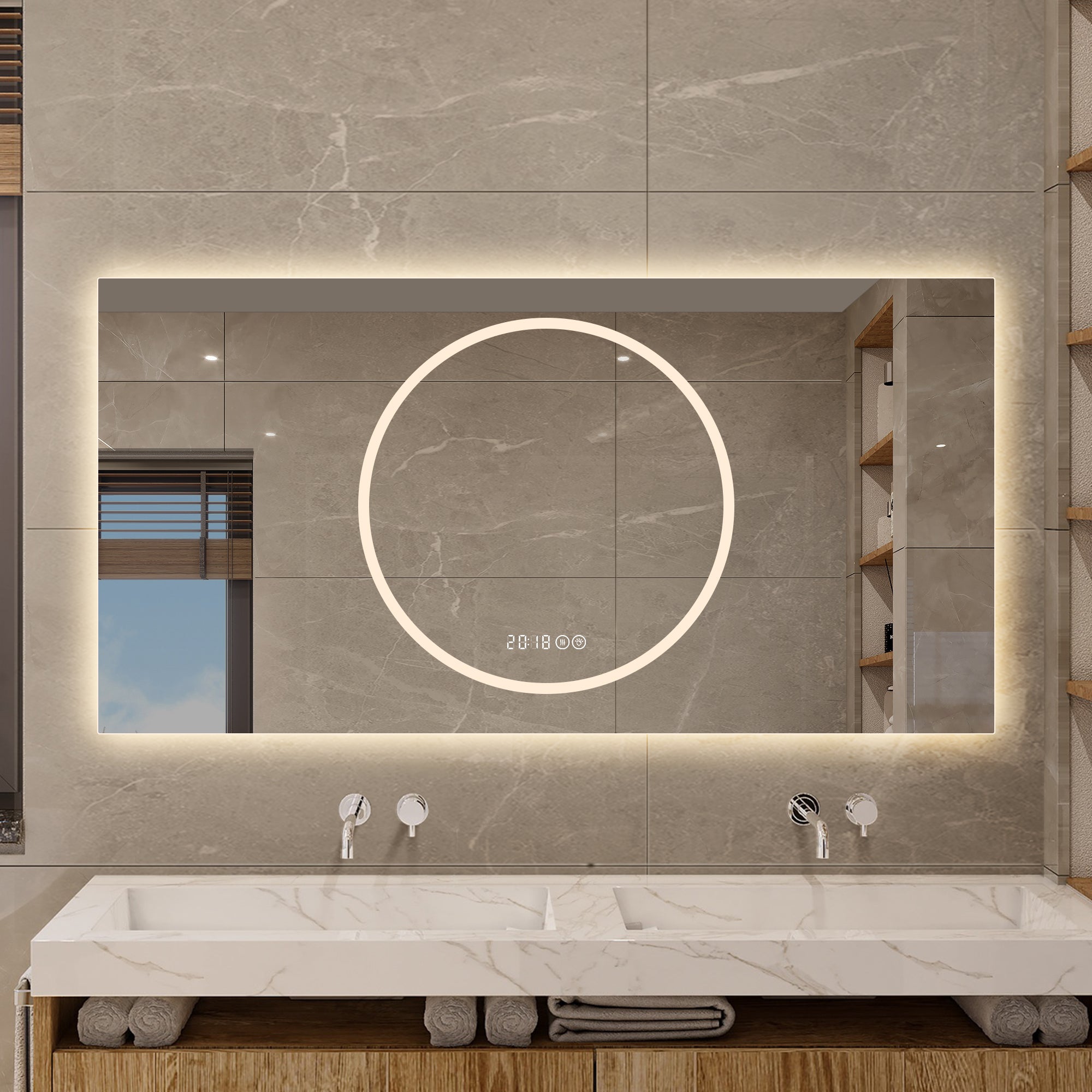 48x24 Inch Bathroom Mirror with LED Lights