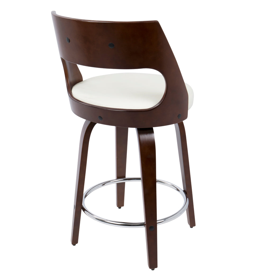 Mid-Century Modern Counter Stool with Swivel in Cherry