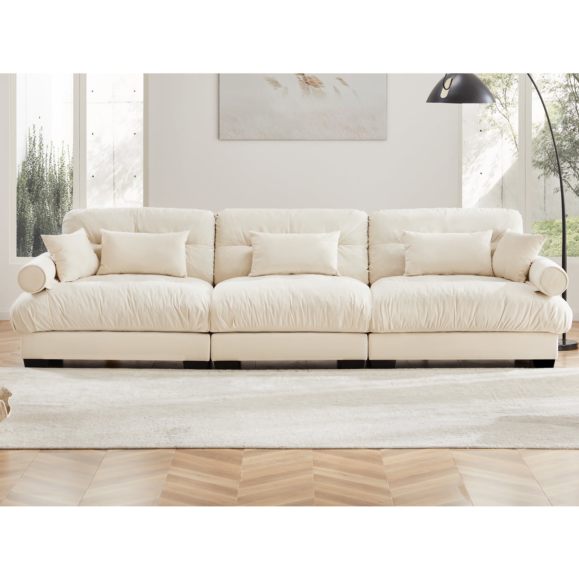 Extra Large 3 Seat Modern Velvet Sofa