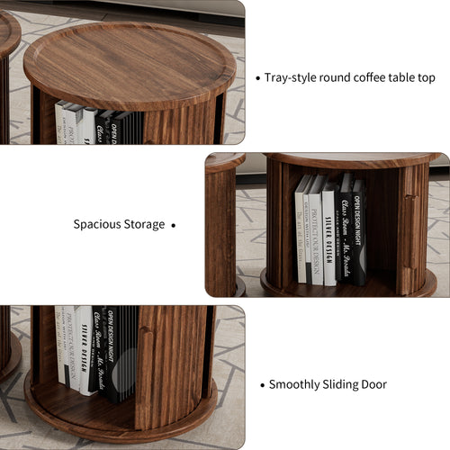 2-Piece Round Coffee Table Set, Modern Nesting Side Tables